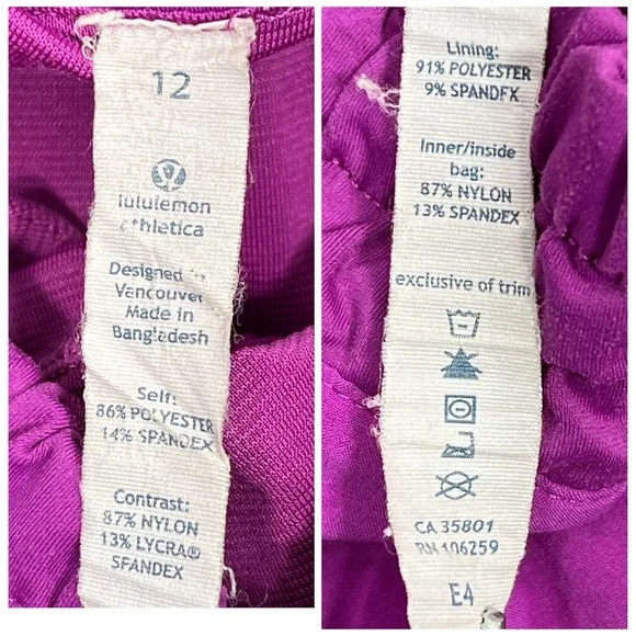 Lululemon Tracker II Running Shorts Sz 12 Fuschia Lined Elastic Waist Zip Pocket - Picture 4 of 11
